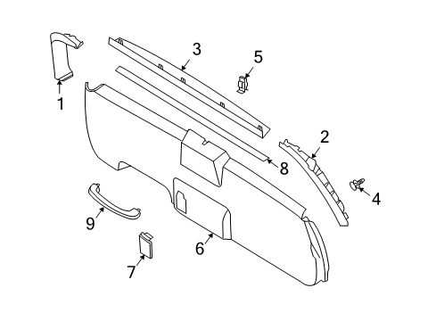 2007 Infiniti QX56 Interior Trim - Lift Gate Garnish Assy-Back Door Side, RH Diagram for 909027S000