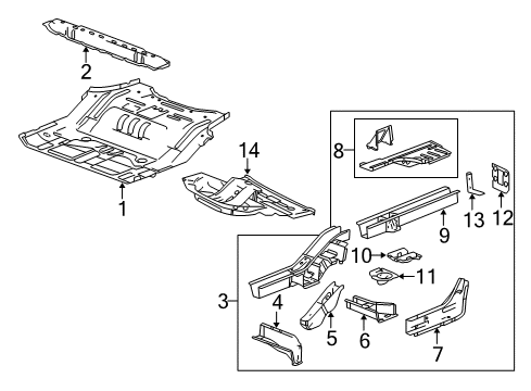2008 Chevrolet Equinox Rear Body - Floor & Rails Panel-Rear Compartment Diagram for 20778471