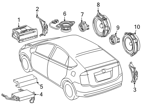 2006 Toyota Prius Sound System AM/FM CD Mount Bracket Diagram for 8621247040