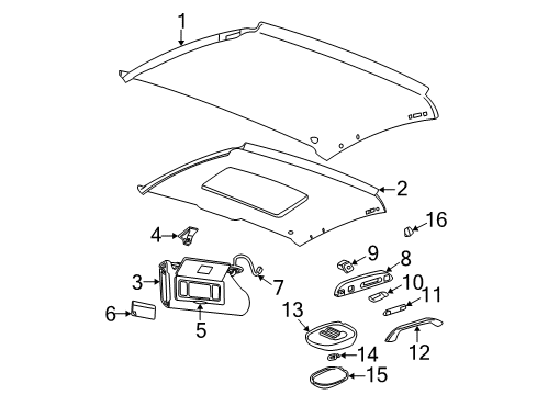 1999 Buick Regal Interior Trim - Roof Lamp Asm-Roof Rail Courtesy & Reading *Red Diagram for 10401623