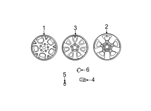 2002 Jeep Grand Cherokee Wheels, Covers & Trim Aluminum Wheel Diagram for 5EZ99PAKAD