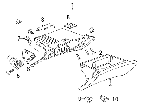 2015 Chevrolet Corvette Trunk Glove Box Assembly Damper Diagram for 22981737