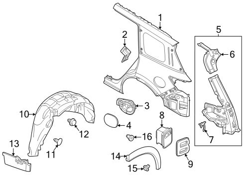 Quarter Panel & Components Bolt Diagram for 01121A6041