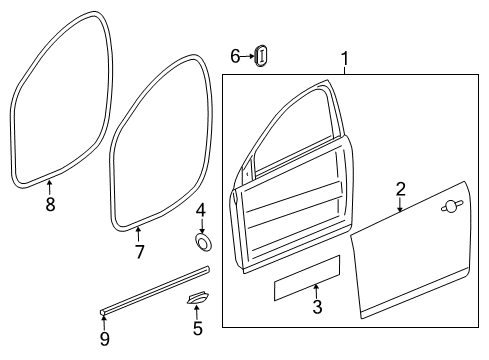 2013 Buick Verano Rear Door Door Weatherstrip Diagram for 13260058