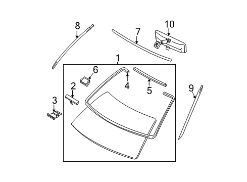 2006 Nissan Sentra Windshield Glass Bracket-Mirror Windshield Mounting Diagram for 727084B000