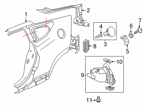 2015 Honda CR-Z Quarter Panel & Components Cover, R. RR. Fender Diagram for 74551SZTA02