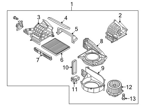 2016 Hyundai Genesis Coupe Blower Motor & Fan Door Assembly-Air Inlet Diagram for 971422M000