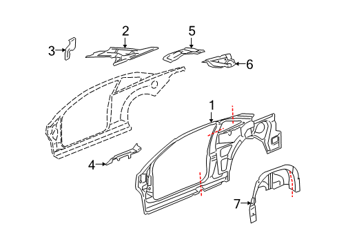 2007 Pontiac G5 Inner Structure - Quarter Panel Panel-Rear Wheelhouse Inner Diagram for 25880272