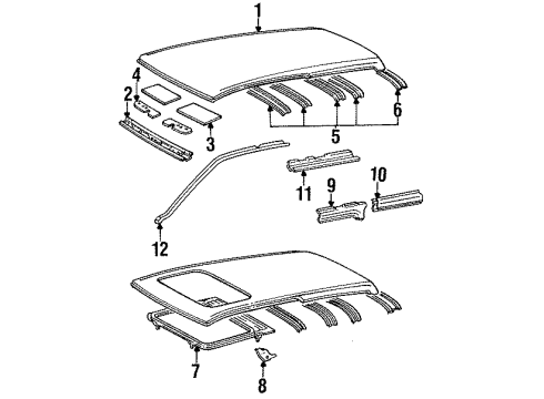 1993 Toyota Camry Roof & Components Weatherstrip, Roof Side Rail, Front RH Diagram for 6238132040