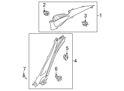 2020 Kia K900 Interior Trim - Quarter Panels Trim Assembly-Rr Pillar Diagram for 85860J6600BGA