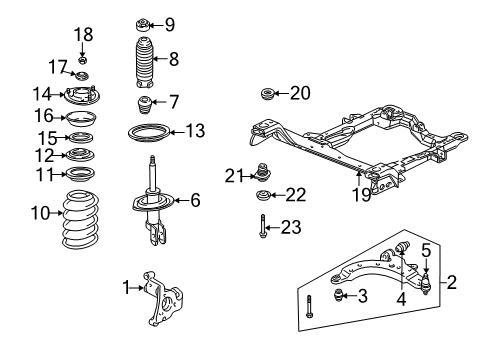2005 Pontiac Montana Front Suspension Components, Lower Control Arm, Stabilizer Bar Lower Control Arm Diagram for 10393213