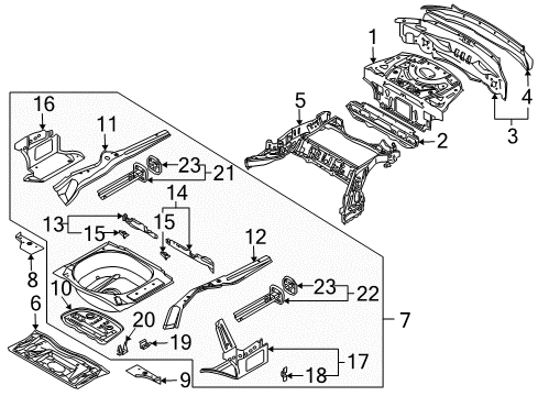 2008 BMW 650i Rear Body Rear Cross Member Diagram for 41127125167