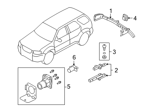 2003 Lincoln Aviator Tow Hook & Hitch Connector Wire Diagram for 1L2Z14A206AB