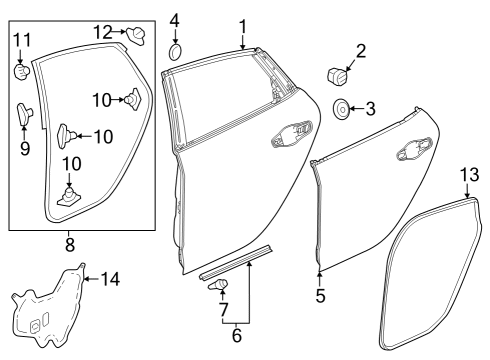 Door & Components SEAL, RR- DR (LOWER) Diagram for 72828T20A01