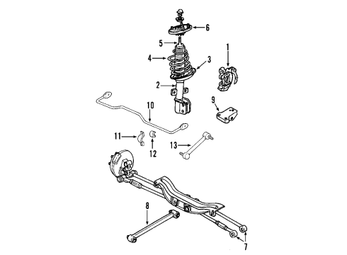 2008 Pontiac Grand Prix Rear Suspension Components, Stabilizer Bar Rear Spring Assembly Diagram for 10305756