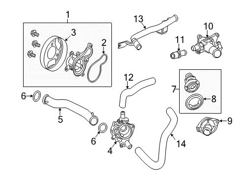 2013 Honda Civic Water Pump Pulley, Water Pump Diagram for 19224RW0003