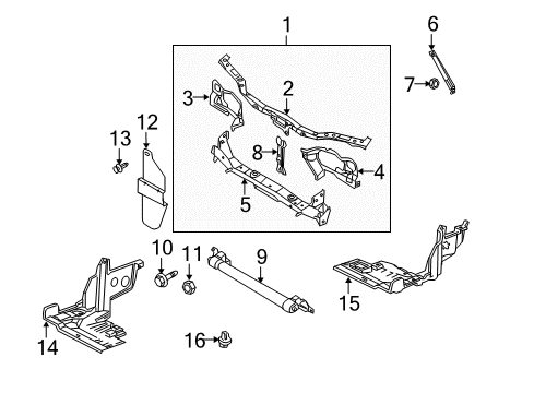 2001 Nissan Sentra Radiator Support Standard Hardware Diagram for 081468122G