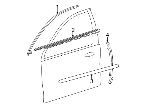 2003 Mercury Sable Exterior Trim - Front Door Belt Weatherstrip Diagram for 1F4Z5421453AA