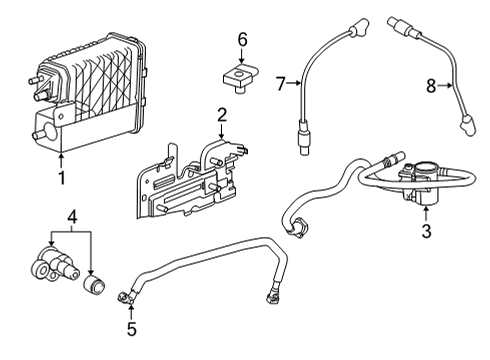 2022 GMC Sierra 2500 HD Emission Components Vapor Canister Bracket Diagram for 84325522