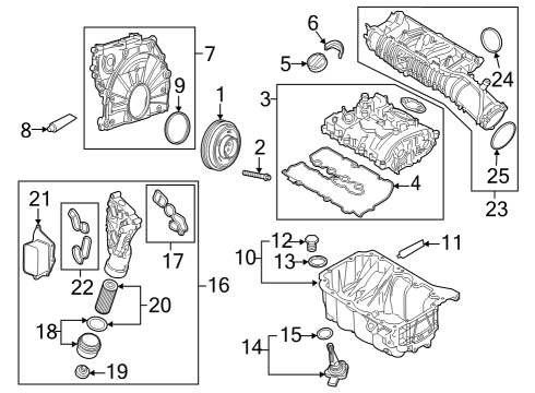 2022 Mini Cooper Countryman Engine Parts, Mounts, Cylinder Head & Valves, Camshaft & Timing, Variable Valve Timing, Oil Pan, Oil Pump, Adapter Housing, Crankshaft & Bearings, Pistons, Rings & Bearings OIL FILTER COVER Diagram for 11428593190