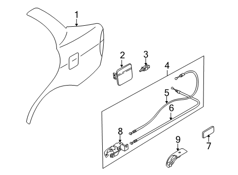 2000 Kia Spectra Lift Gate Lid Assembly-Filler Diagram for 0K2B142410B