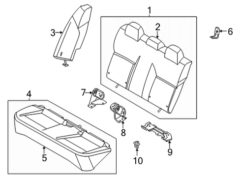 2022 Nissan Versa Rear Seat PAD & FRAME ASSY-CUSHION, REAR SEAT Diagram for 883059ES0A