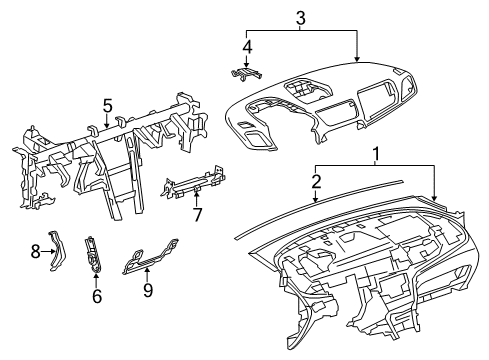 2016 Buick Encore Cluster & Switches, Instrument Panel Instrument Panel Diagram for 42357705