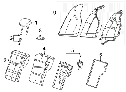 2020 Cadillac CT4 Rear Seat Components Bolster Diagram for 84671348