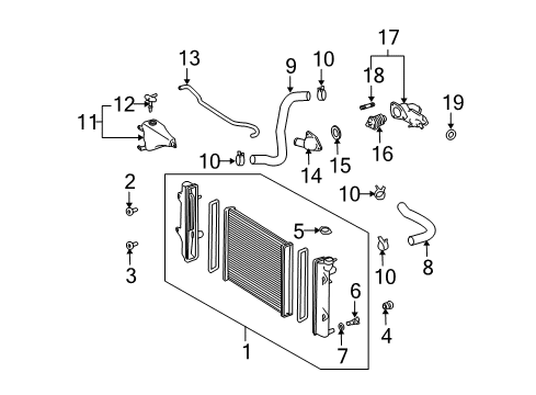 2004 Lexus GX470 Radiator & Components Lower Hose Diagram for 1657250190