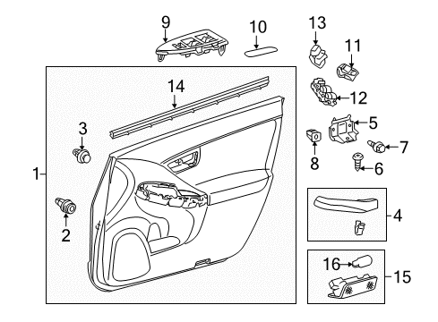 2011 Toyota Prius Rear Door Door Trim Panel Diagram for 6762047190B1