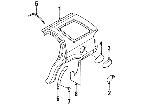 2001 Honda Passport Quarter Panel & Components Panel, L. Fuel Filler Recess Diagram for 8971243260