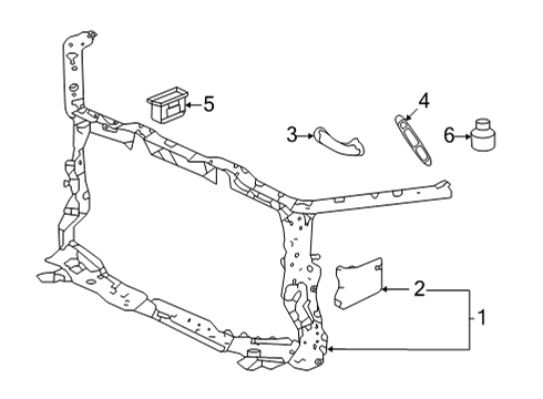 2021 Acura TLX Radiator Support Plate, Passenger Side (Upper) Diagram for 74171TGVA01