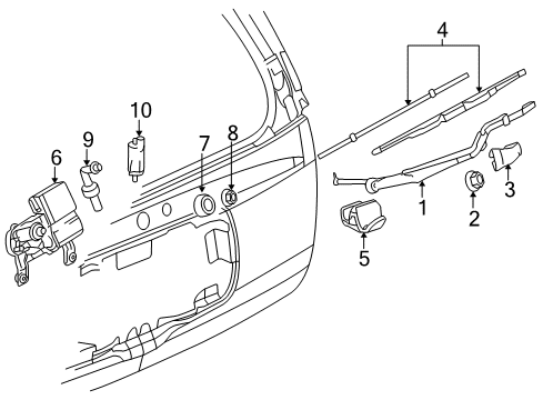 2007 Saab 9-7x Wiper & Washer Components Washer Hose Diagram for 88987513