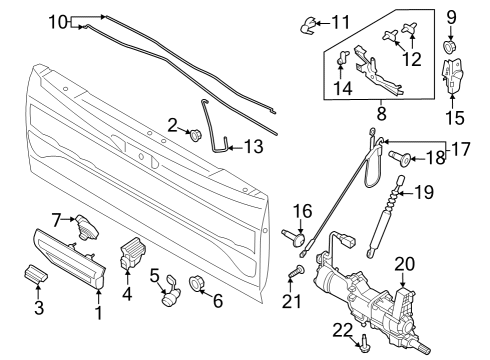 2021 Ford F-150 Lock & Hardware Support Cable Diagram for FL3Z9943052A