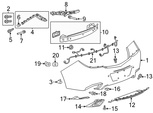 2013 Buick Regal Rear Bumper Impact Bar Rivet Diagram for 90414659