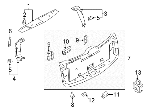 2016 Infiniti QX80 Lift Gate Handle-Pull, Back Door Diagram for 909401LA0B