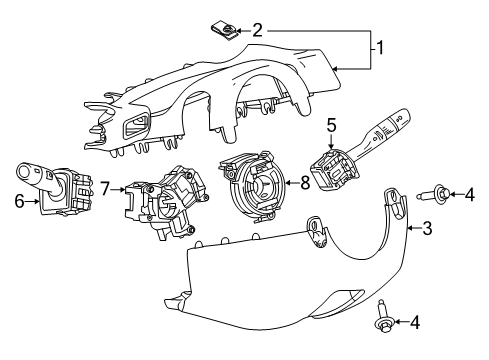 2019 Buick Regal TourX Switches Upper Column Cover Diagram for 39134101