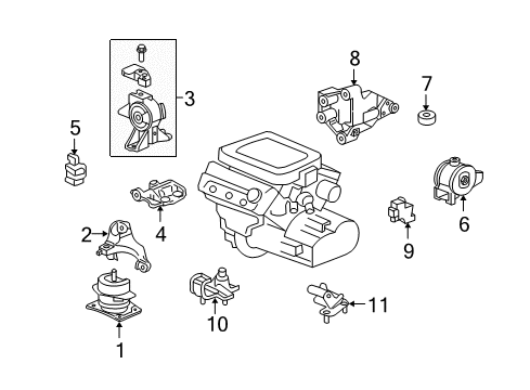 2011 Honda Ridgeline Engine & Trans Mounting Bracket, RR. Engine Mounting Diagram for 50611SJCA00