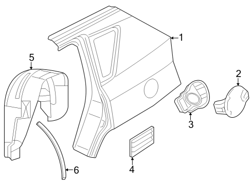 2008 Jeep Compass Quarter Panel & Components Shield-Splash Diagram for 5303949AC