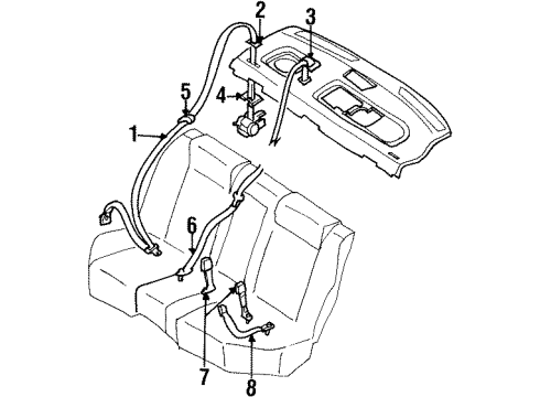 2001 Infiniti Q45 Seat Belt Belt Assembly-Rear Seat Tongue Diagram for 888443H017