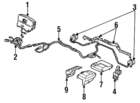1992 Honda Civic Air Bag Components Cover, R. SRS Unit Diagram for 77963SR0A80