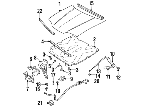 1995 Chevrolet Lumina Hood & Components Strut Asm-Hood *Black Diagram for 10402874