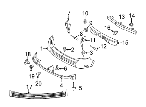 2007 Lincoln MKX Parking Aid Absorber Clip Diagram for W705425S439