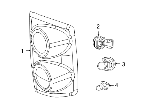 2008 Dodge Ram 2500 Bulbs Lamp-Tail Stop Backup Diagram for 55277302AC
