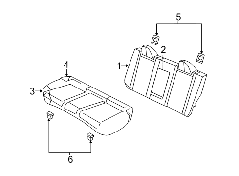 2008 Dodge Avenger Rear Seat Components Rear Seat Cushion Diagram for 1GC561DBAA