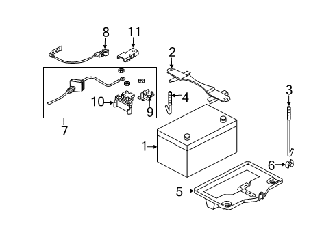 2004 Infiniti G35 Battery Bracket Battery Diagram for 64866AL51A