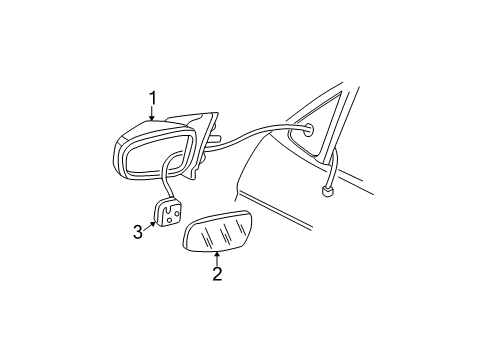 2003 Buick Century Outside Mirrors Mirror Assembly Diagram for 10361617