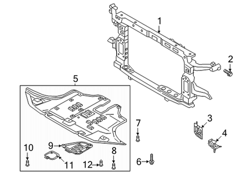 2021 Hyundai Santa Fe Radiator Support, Splash Shields EXTN Assembly-FR S/MBR LWR, LH Diagram for 64651P2000