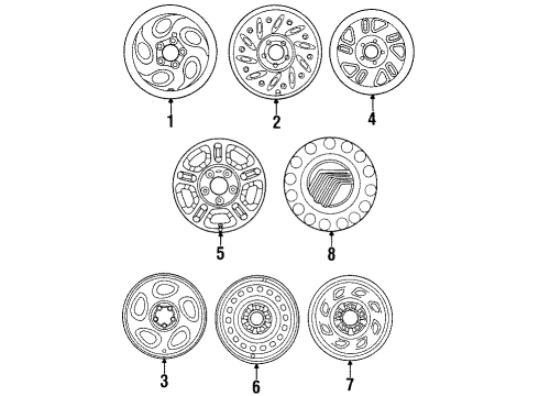 1998 Mercury Mountaineer Wheels Wheel, Steel Diagram for F87Z1015DC
