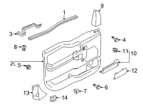 2019 Ford F-250 Super Duty Interior Trim - Front Door Door Trim Panel Diagram for HC3Z2823942AA